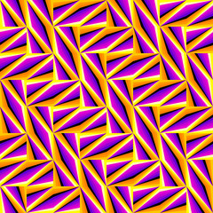 Yellow and purple background. Spin illusion. Seamless pattern.