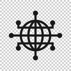 Global network icon in transparent style. Cyber world vector illustration on isolated background. Earth business concept.