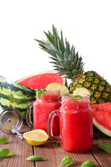 watermelon and pineapple smoothie, summer drink