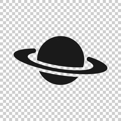 Saturn icon in transparent style. Planet vector illustration on isolated background. Galaxy space business concept.