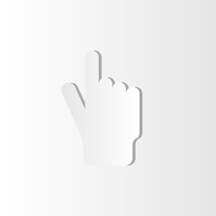 Click here the button hand icon. Simple modern design illustration.