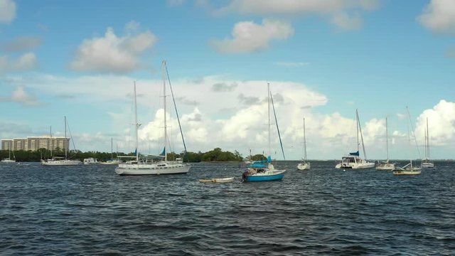 Stock footage sailboats in the bay 4k