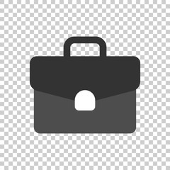 Briefcase sign icon in transparent style. Suitcase vector illustration on isolated background. Baggage business concept.