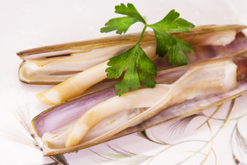 razor clams, seafood
