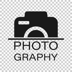 Camera device sign icon in transparent style. Photography vector illustration on isolated background. Cam equipment business concept.