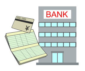 銀行と預金通帳とカード