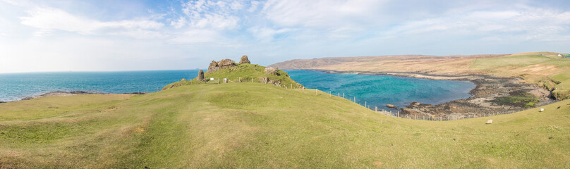 Fototapeta na wymiar Bay at Duntulm Castle Trotternish Panorama Highlands Isle of Skye Scotland