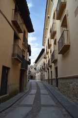 Fototapeta na wymiar December 27, 2013. Marvelous Houses In Medieval Streets In Rubielos De Mora, Teruel, Aragon, Spain. Travel, Nature, Landscape, Vacation, Architecture.