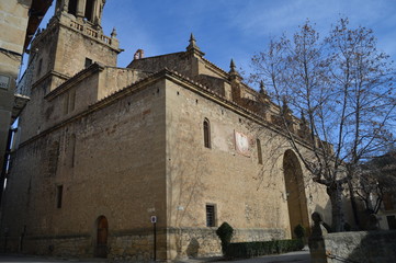 Obraz premium December 27, 2013. Beautiful Facade Of The Santa Maria Maggiore Excolegiata In Sun Square In Rubielos De Mora, Teruel, Aragon, Spain. Travel, Nature, Landscape, Vacation, Architecture.