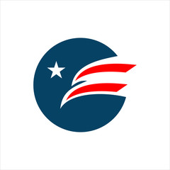 MODERN PATRIOTIC AMERICAN EAGLE HEAD AND STAR