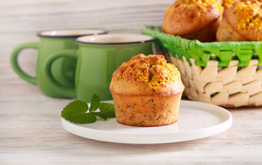 Lemon and poppy seed muffin
