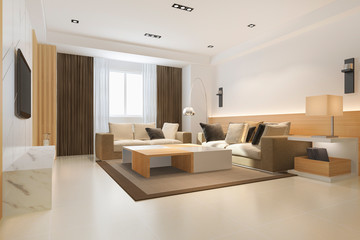 Fototapeta na wymiar 3d rendering loft luxury living room with minimal shelf