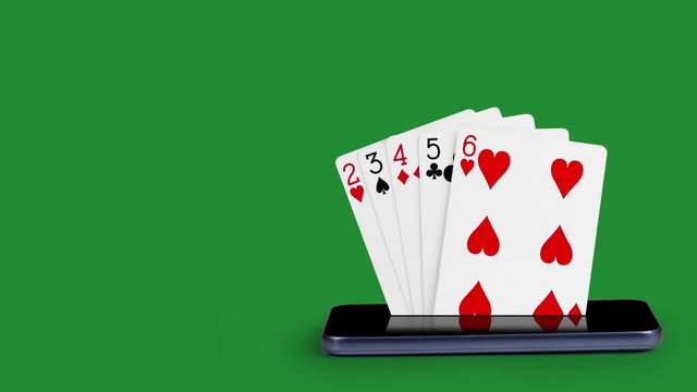 smartphone with poker cards, card game Ladder, with Luma key
