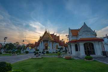 Fototapeta na wymiar The Wat Benchamabophit or Marble temple is one of Bangkok is significant .and beautiful temples with its white Italian marble. wat Ben is the one landmark of tourism .many tourists like to visit