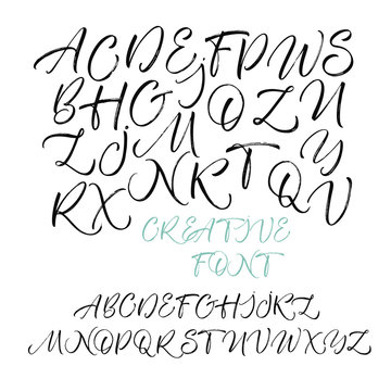 Hand drawn vector alphabet. Hand drawn brush style modern calligraphy. Vector illustration of handwritten lettering. 