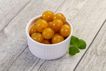 Yellow ripe cherry dessert