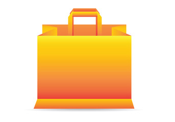 Color vector realistic illustration of paper shopping bag isolated on white background