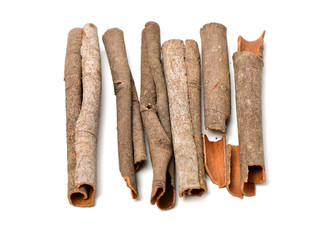 Cinnamon on white background