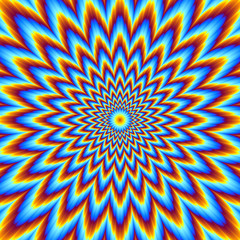 Pulsing blue flower. Optical illusion of movement.