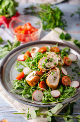 Chicken roulade with fresh salad