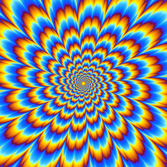 Pulsing blue flower. Optical illusion of movement.