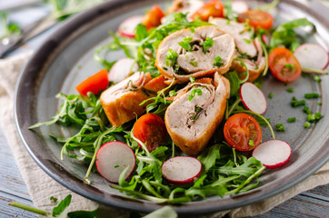 Chicken roulade with fresh salad
