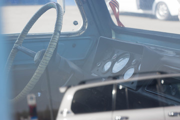 Old Russian car - steering wheel and front panel of the USSR