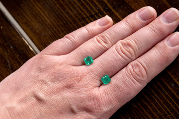 Natural Emeralds on The Hand
