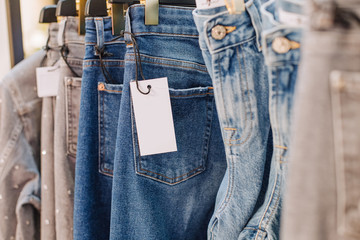 sale assortment denim collection stand boutique shop