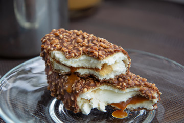 Two pieces of chocolate cakes