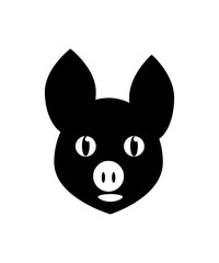 Pig's head - black icon