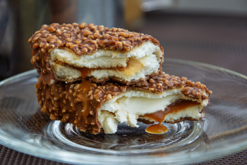 Two pieces of chocolate cakes