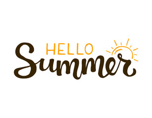 Hello summer handdrawn lettering quote