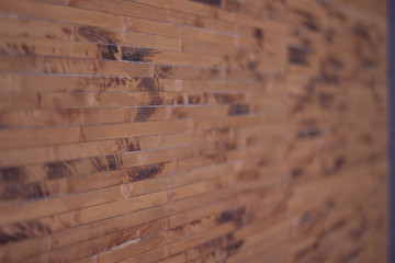 brown wall of wooden bricks