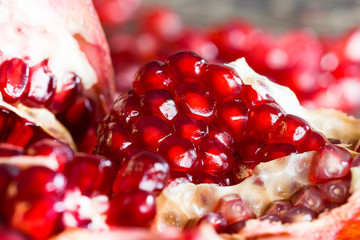 A cut red ripe pomegranate