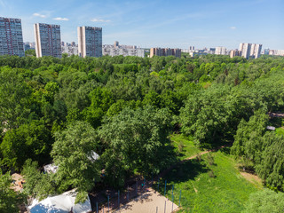 Fototapeta premium Top view of the park Severnoye Tushino in Moscow, Russia.