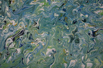 fluid art in green and blue