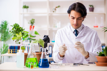 Biotechnology chemist working in lab