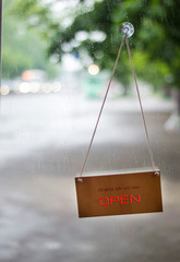  the sign on the cafe is open