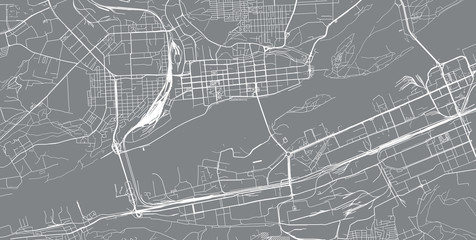 Urban vector city map of Krasnoyarsk, Russia