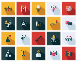 Fototapeta premium Business management flat icons set - Business modern flat icons vector collection