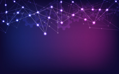 Global network connection. Abstract geometric background with connecting dots and lines. Digital technology and communication concept.