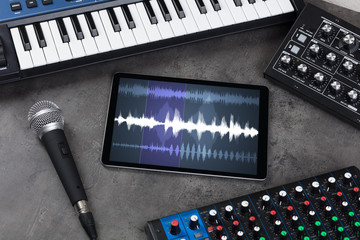 Recording music with tablet and electronic music instruments 
