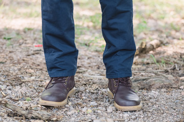 Model wearing blue   color cargo pants or cargo trousers