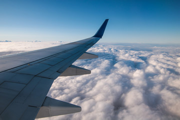 Fototapeta na wymiar view from airplane window to sky