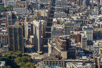 NEW YORK CITY, NY - AUGUST 09, 2014: The iconic Flatiron Building in New York City.