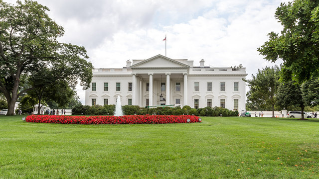 WASHINGTON, D.C - AUGUST 14, 2014: The White House / Side View With Beautiful Sky