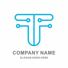 Monogram Letter T Circle Business Company Vector Logo Design