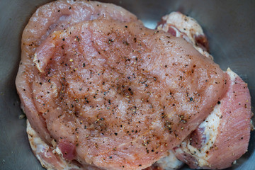 The marinated pork with black pepper