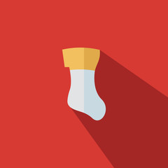 Christmas flat icon sock illustration - vector